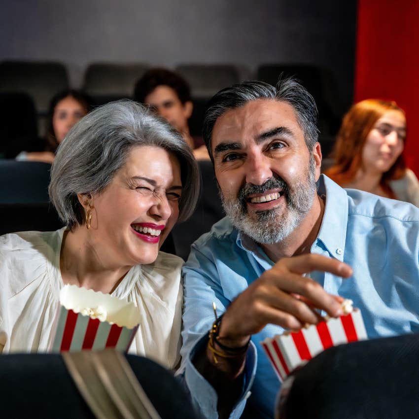 older couple going to the movies reliving childhood experience