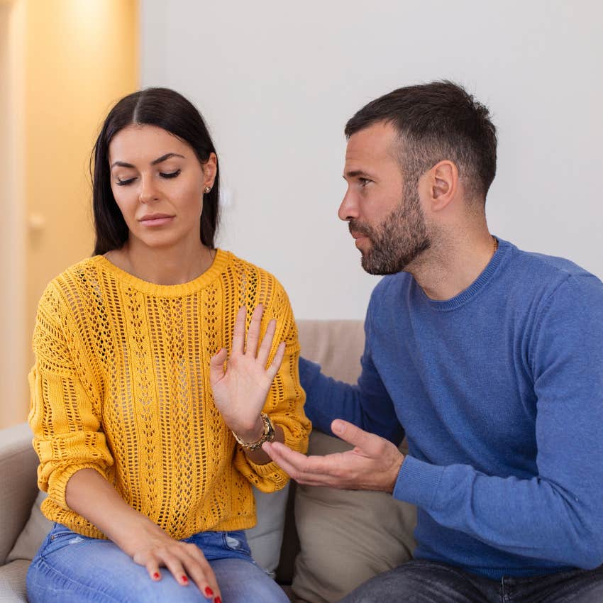 woman with no compassion complains when her partner feels sensitive