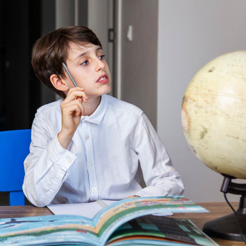 child thinking outside the box and coming up with creative ideas