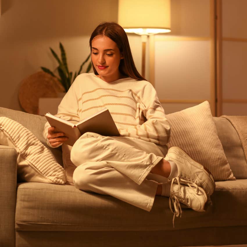 woman reading avoiding screens to relax after work