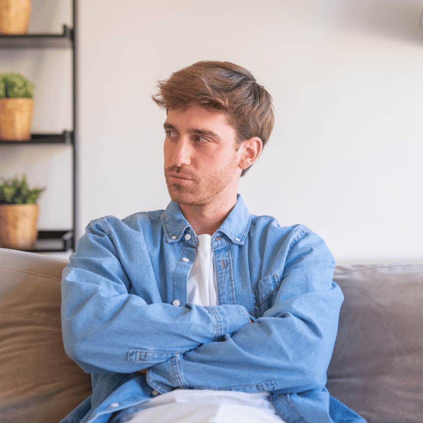 unhappy man looking away