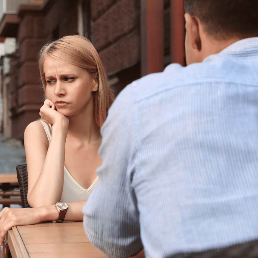 unhappy woman on a bad date