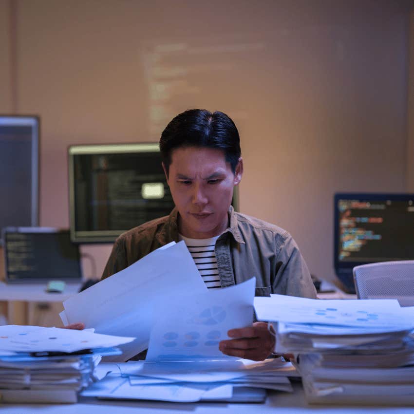 unproductive man working late in a marathon not sprints