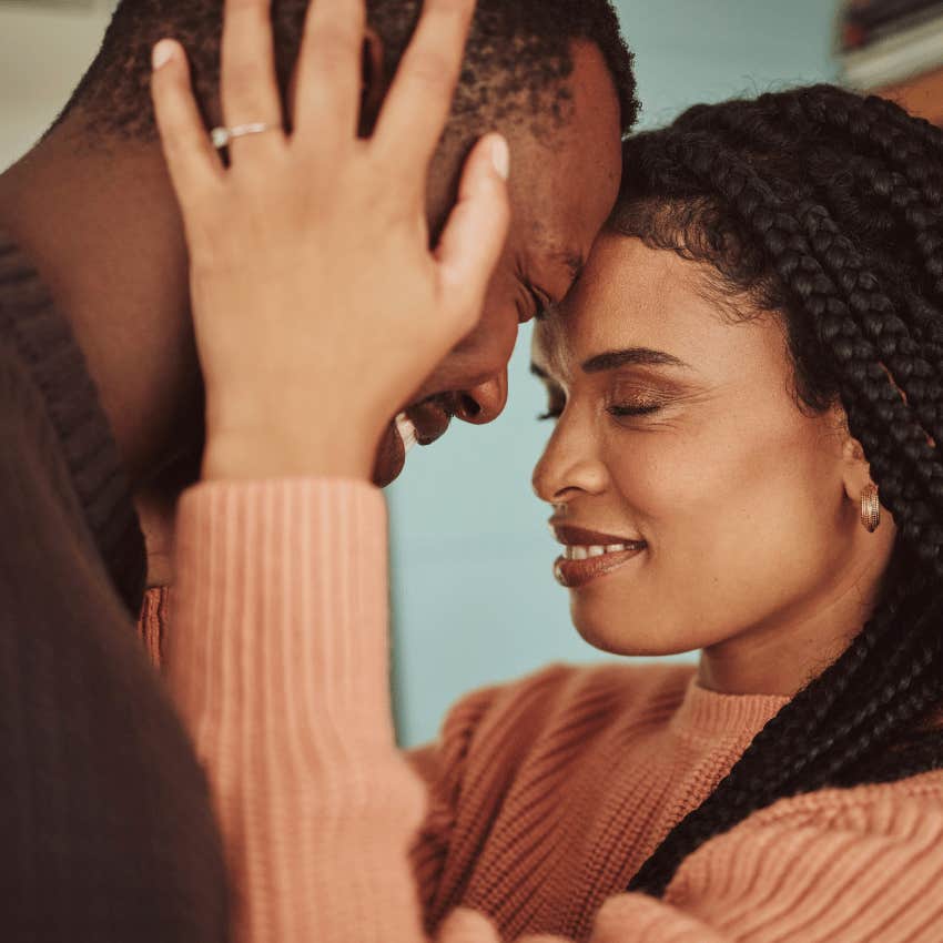 woman with high emotional integrity expressing feeling safety with man