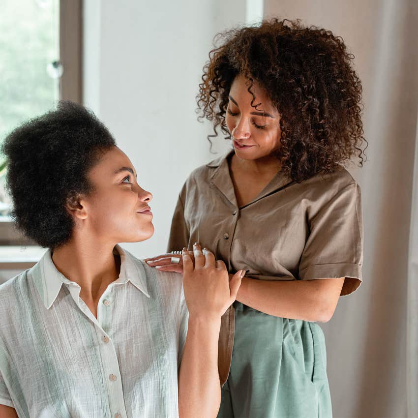 big-hearted woman forgiving someone giving them more chances