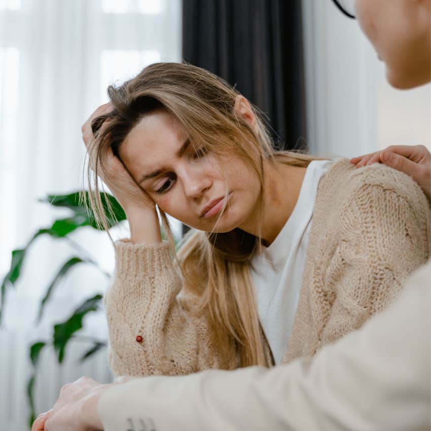 woman feeling sad listening to friend talk in one-sided relationship