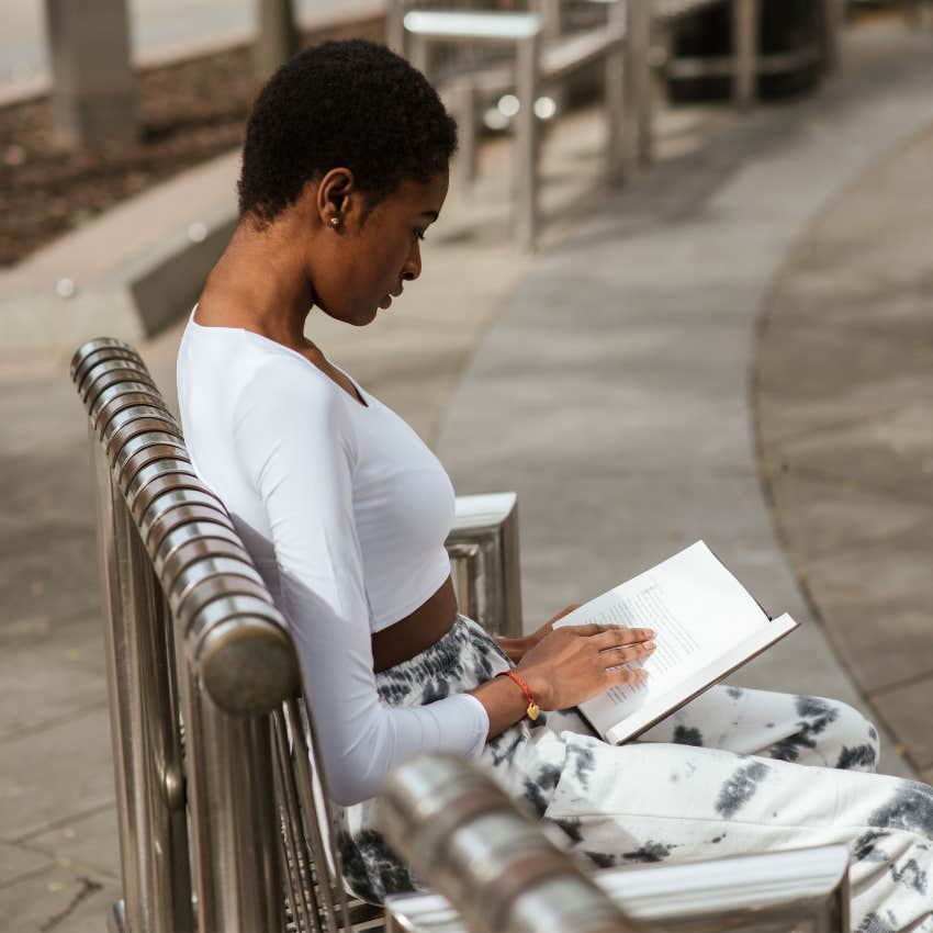 Woman with too much stress sitting alone and no longer expecting love