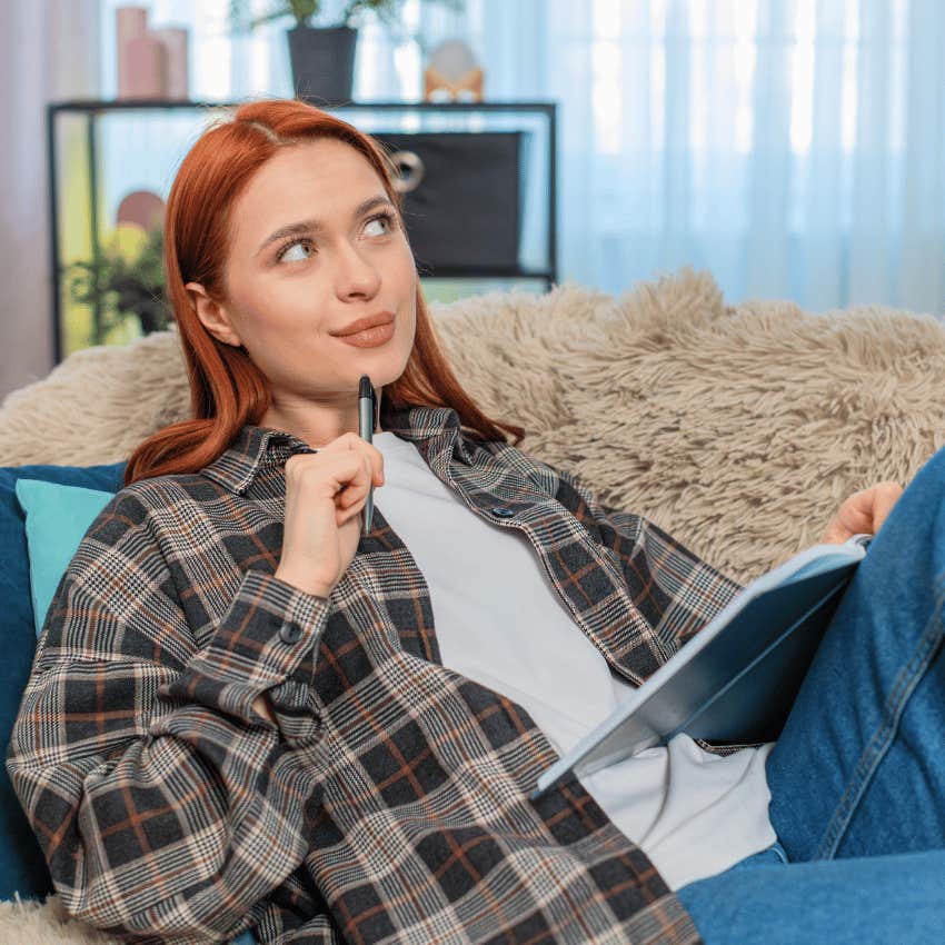 young woman with high mental intuition viewing her emotions mechanically