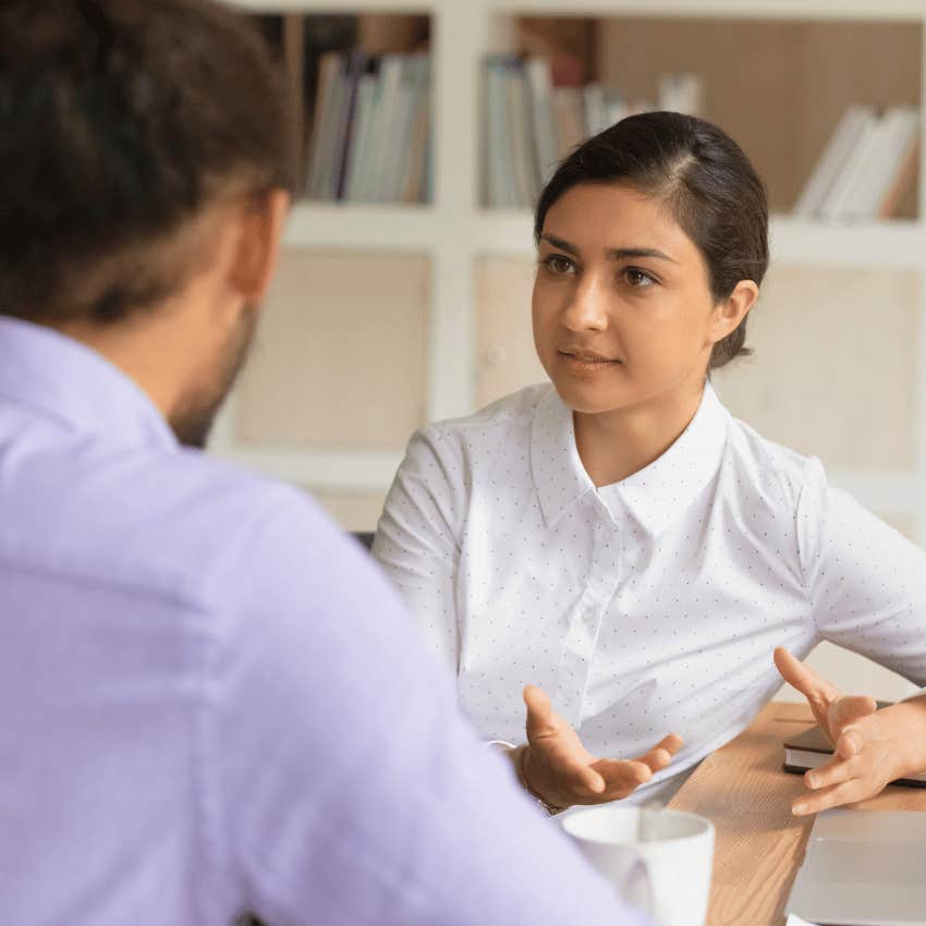 young woman refusing to be ignored by man
