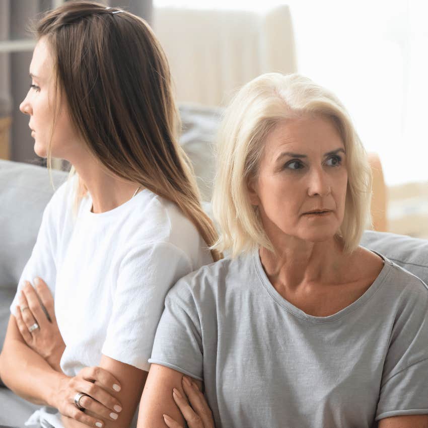 young woman turned away from aging older woman
