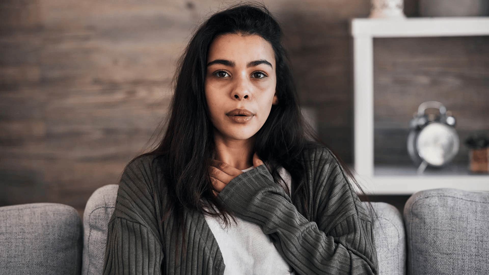 stressed woman protecting her mental health by staying home