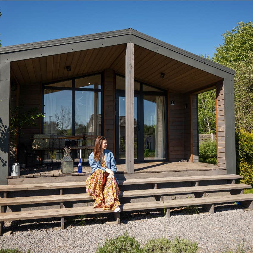 woman has the benefit of a small house with character