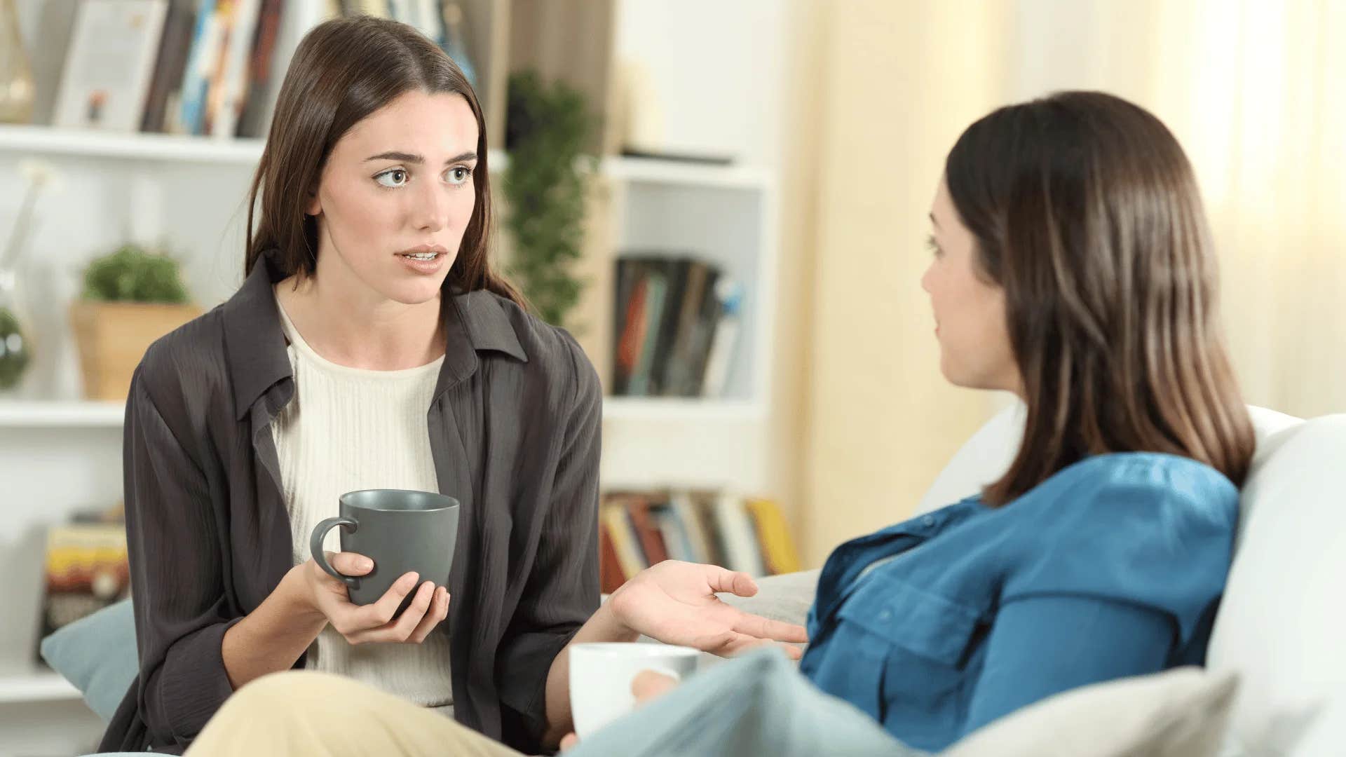 woman asking friend can we pause for a moment