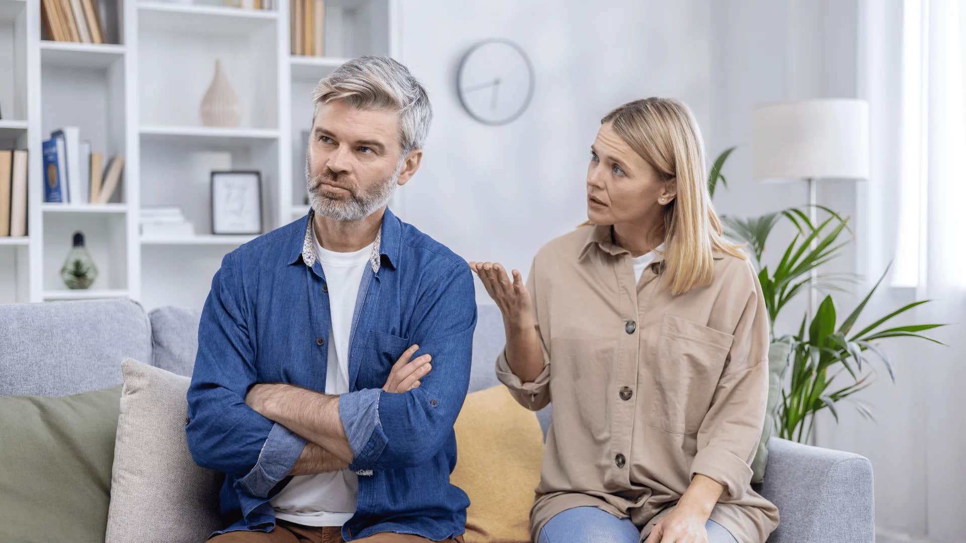 woman telling older man it's cute you think you're the smartest person in the room