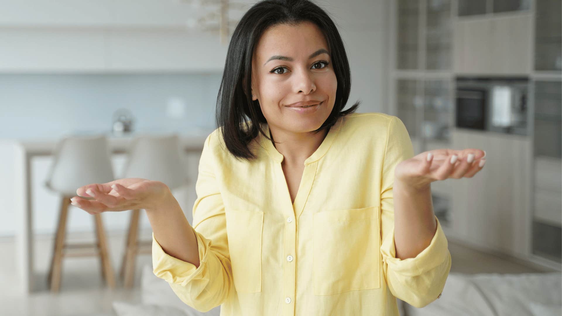 woman shrugging saying that's just how she is