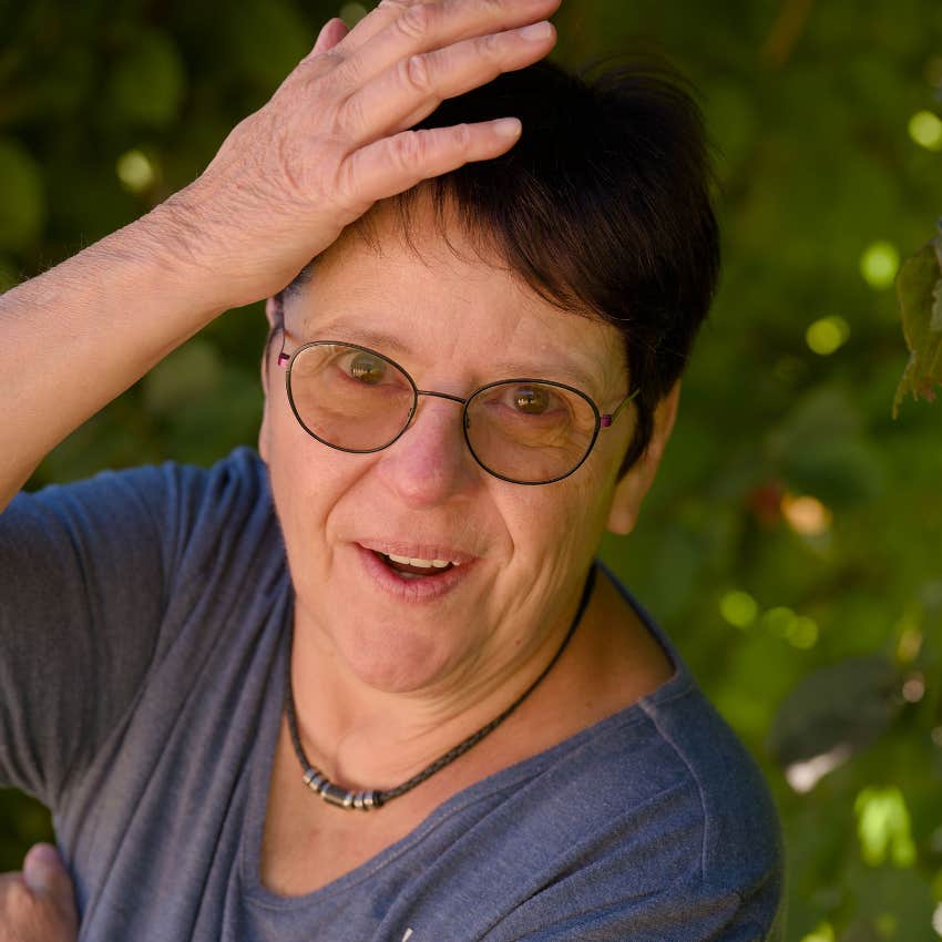 boomer woman looking happy and blown away