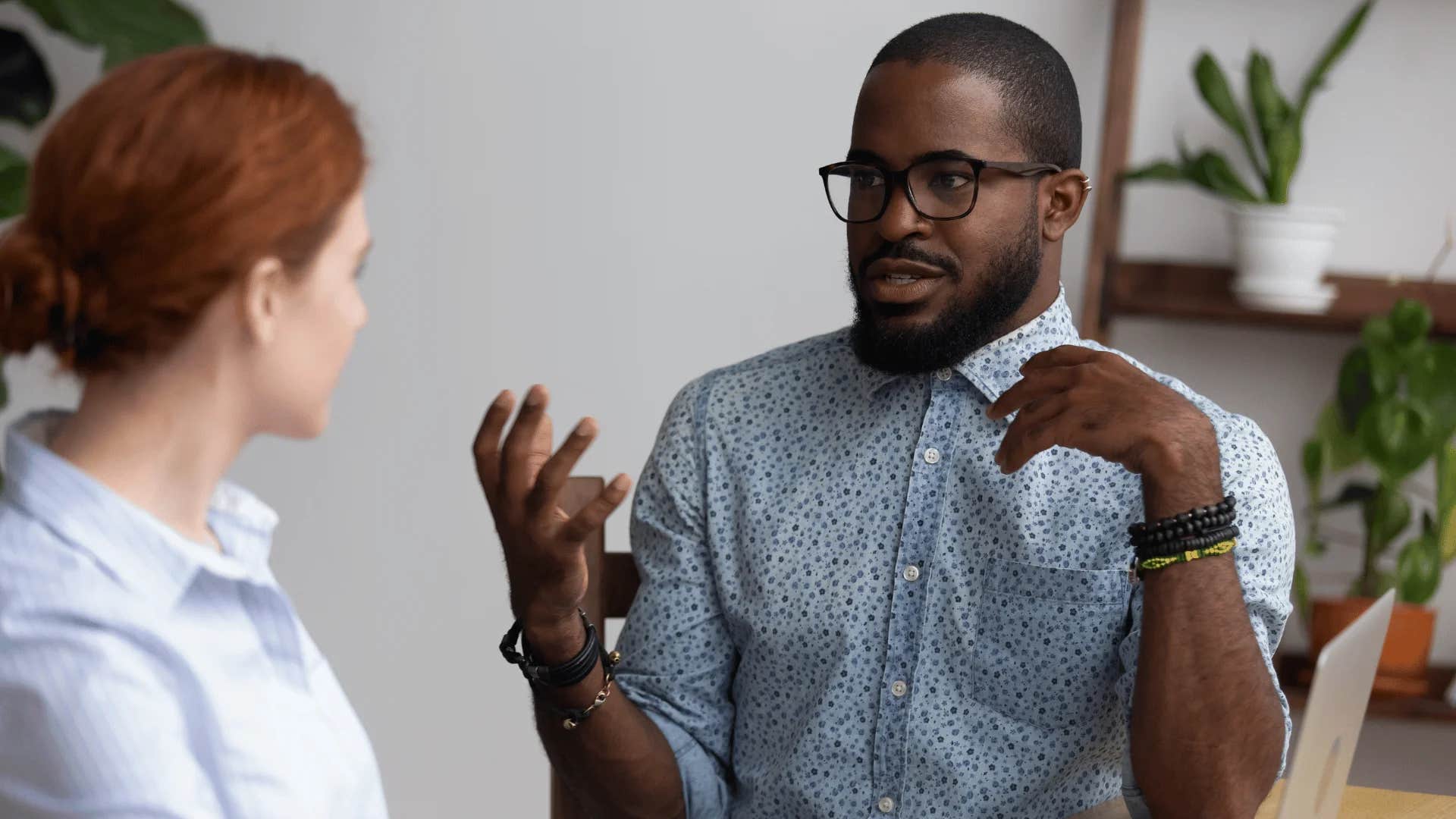 man asking woman what problem they can address together