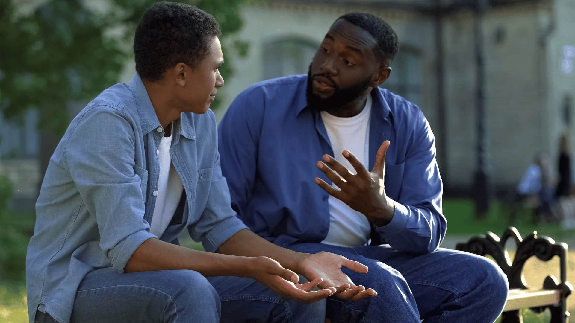 father refusing to talk about childhood trauma with his son