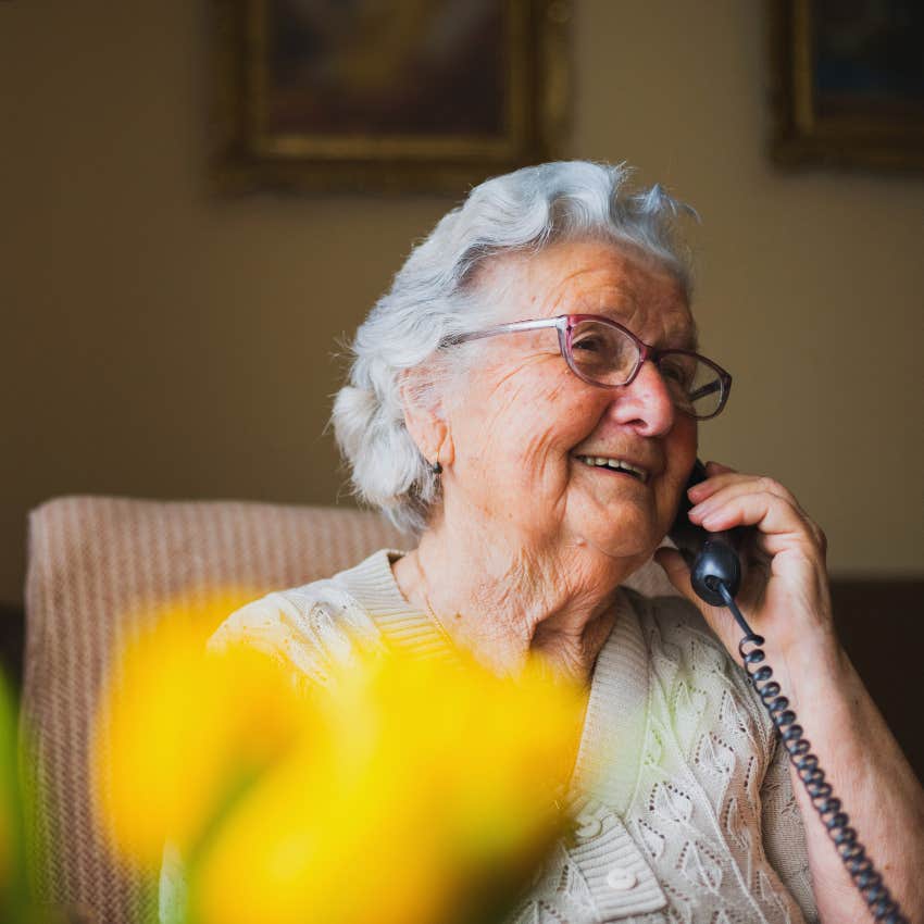 old woman calling with important news