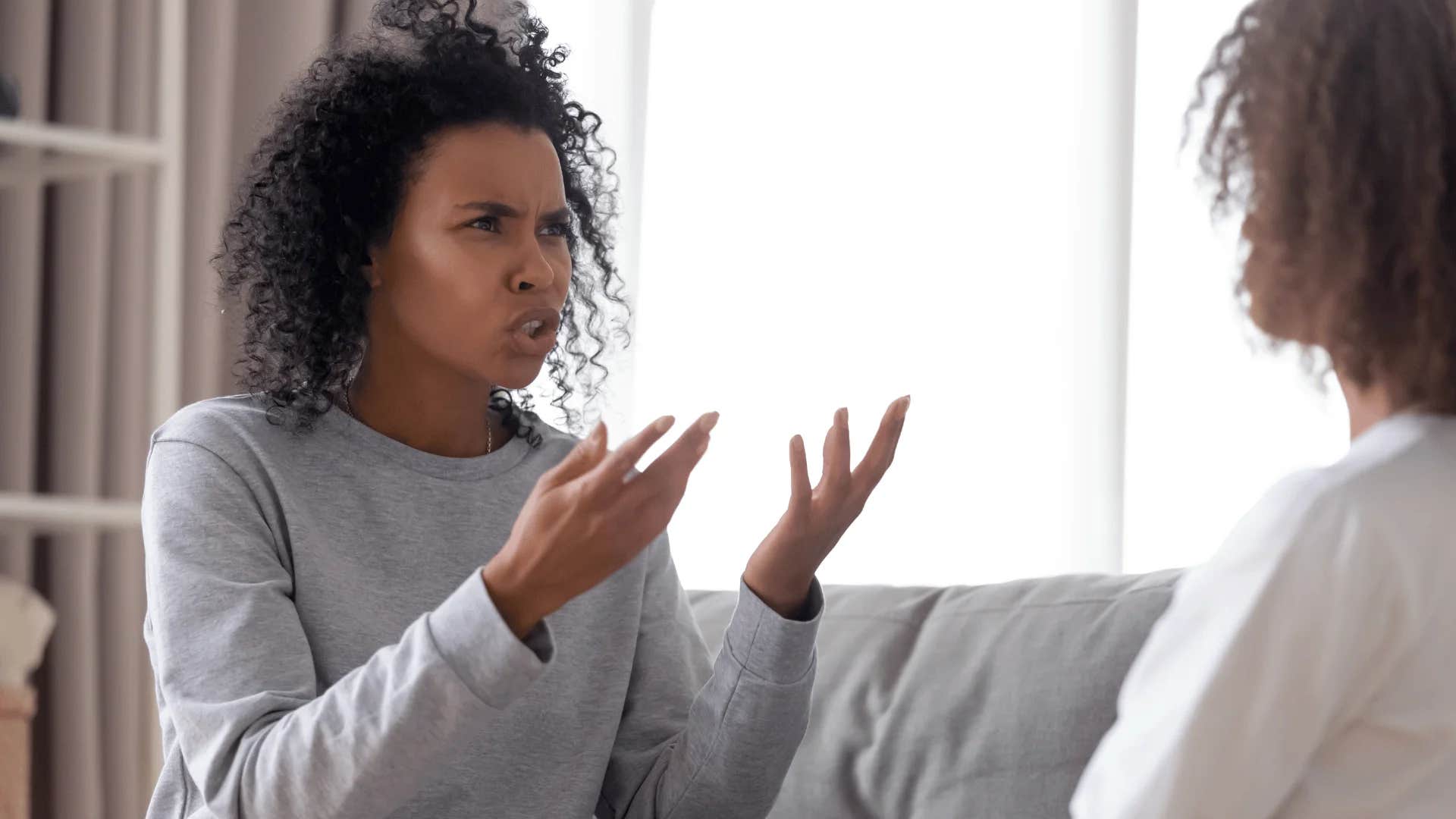 young woman responding to boomer saying i brought you into this world i can take you out of it