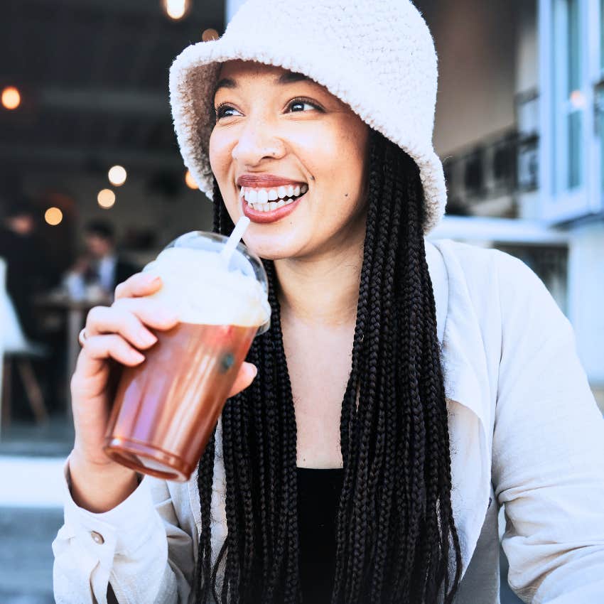Gen Z woman treating herself appreciating micro-experiences
