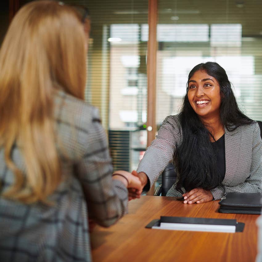 millennial woman at a job interview
