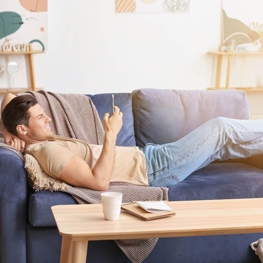 gen z man spending the weekend at home