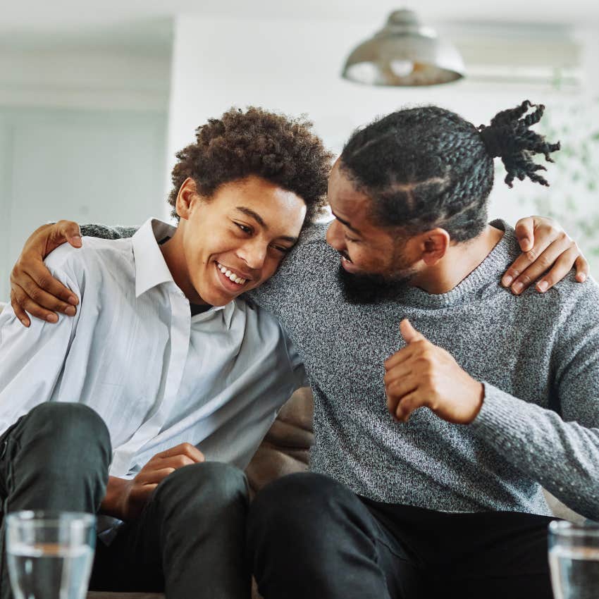 kid learning family is who you love from his step-parent
