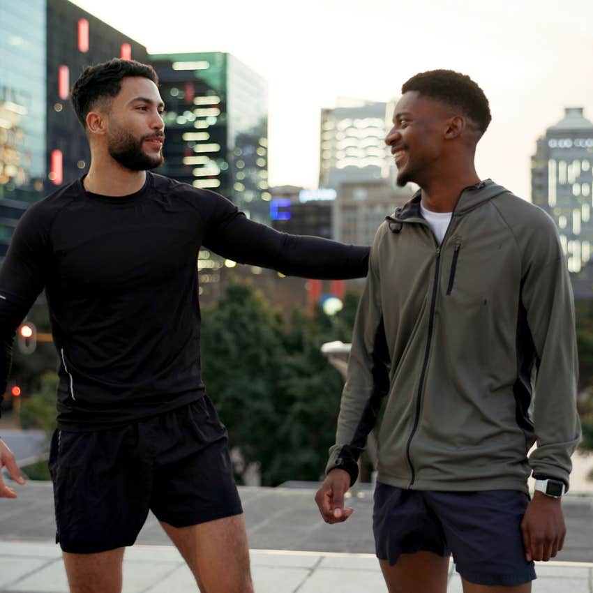 man raised by parents who only cared about grades and rules being competitive with his workout buddy