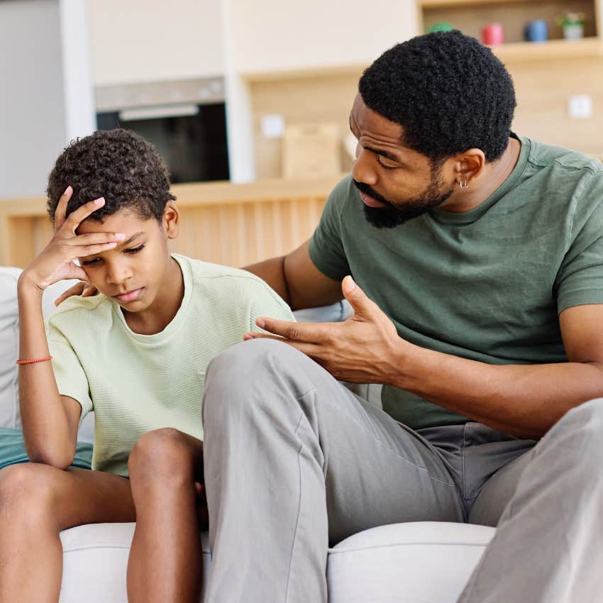 dad trying to get his son to make a decision when he was given too many choices