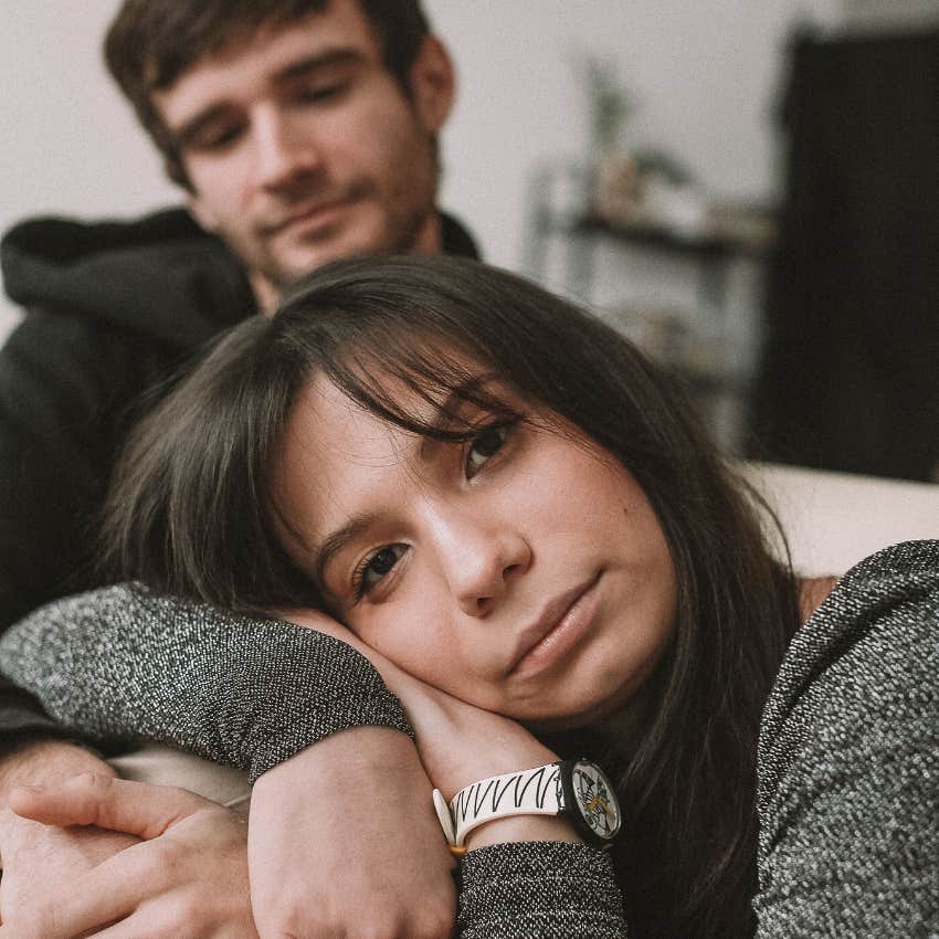 serious woman sabotaging her relationship looking upset