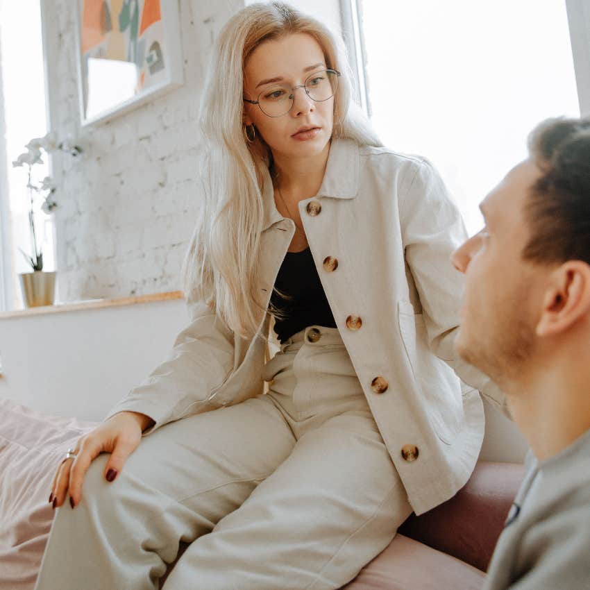 highly intelligent woman having deep conversation with partner
