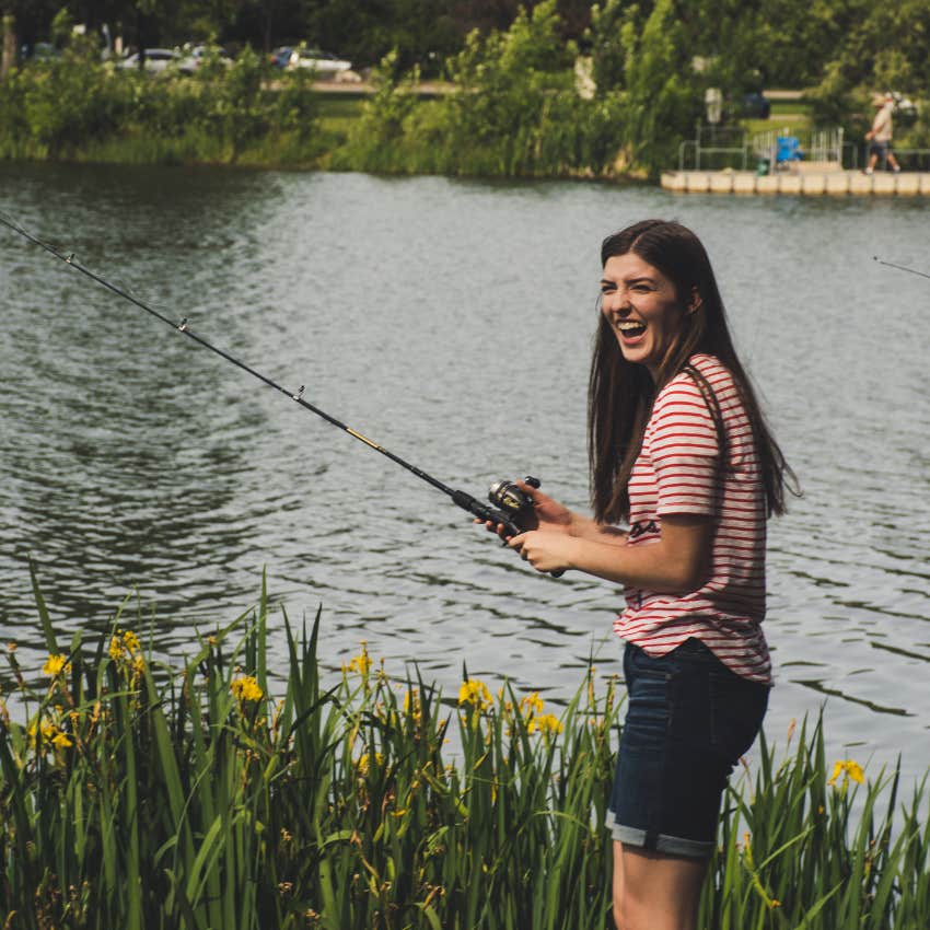 woman who grew up without a lot of friends fishing