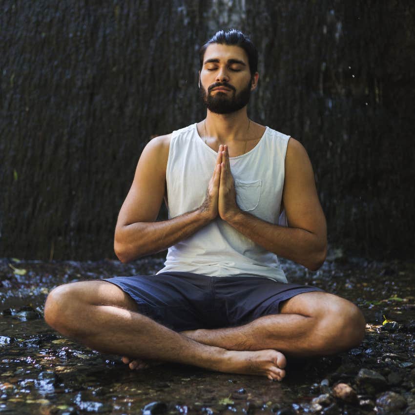 high vibe man meditating for self-reflection