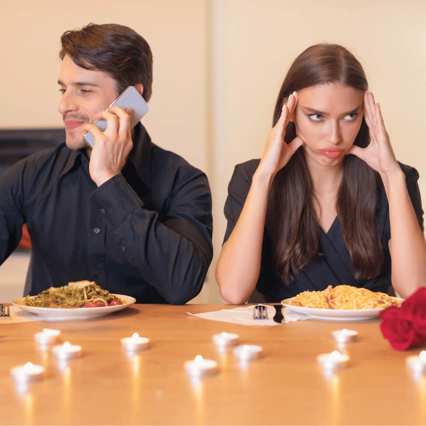 woman on date being made to work for man's attention