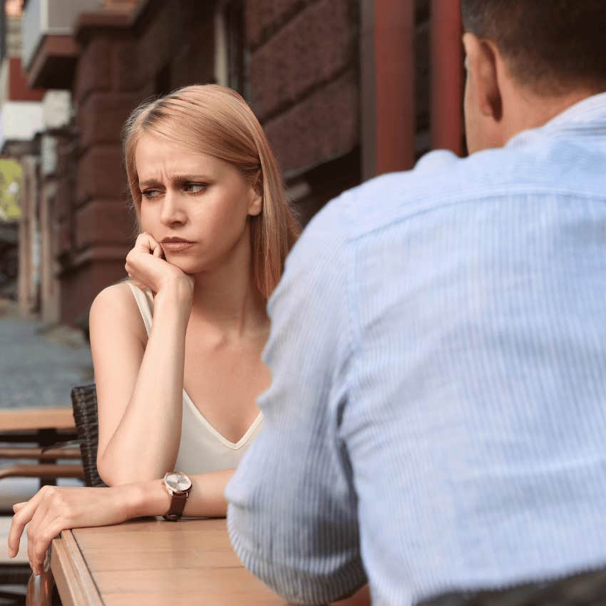 woman on date being reduced to a number by a man
