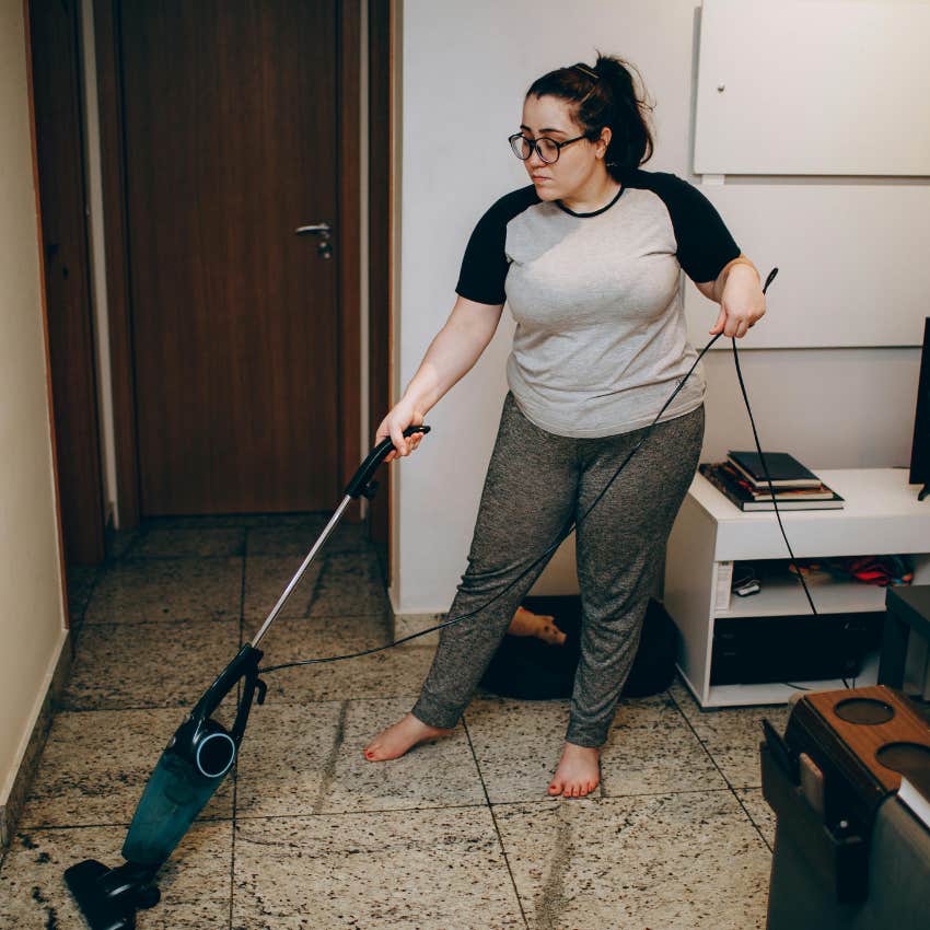 woman cleaning her own house