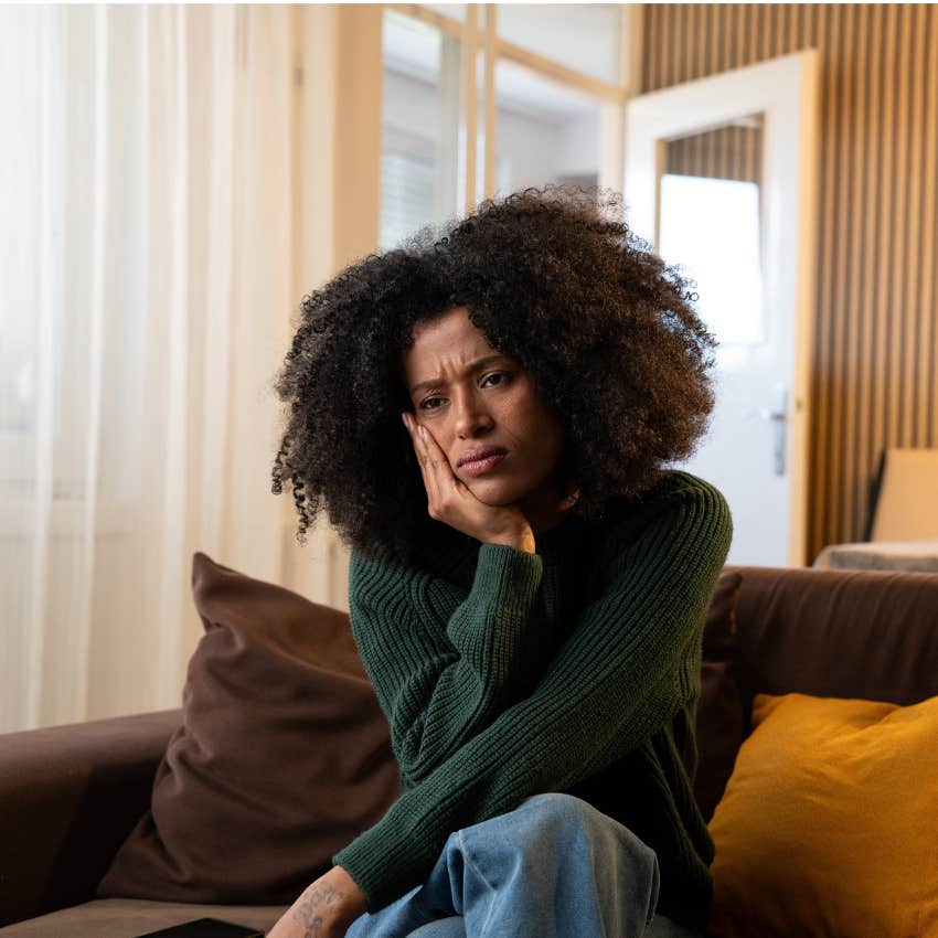sad woman second-guessing herself looking upset