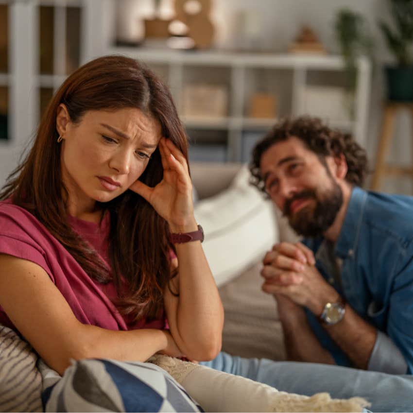 man over-apologizing to his partner in argument