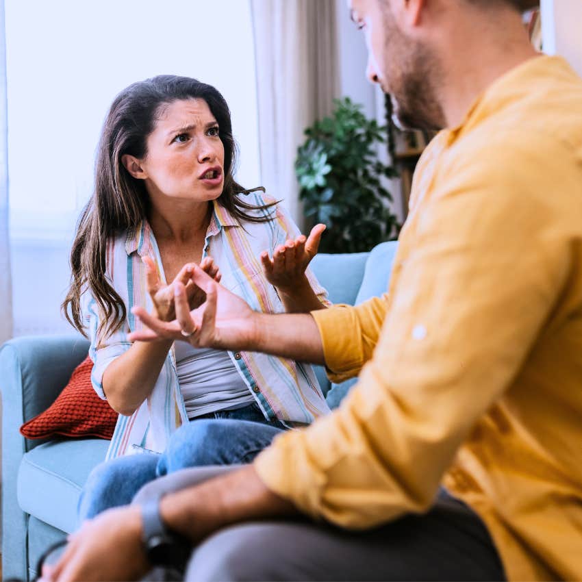 woman trying to get attention in argument with partner