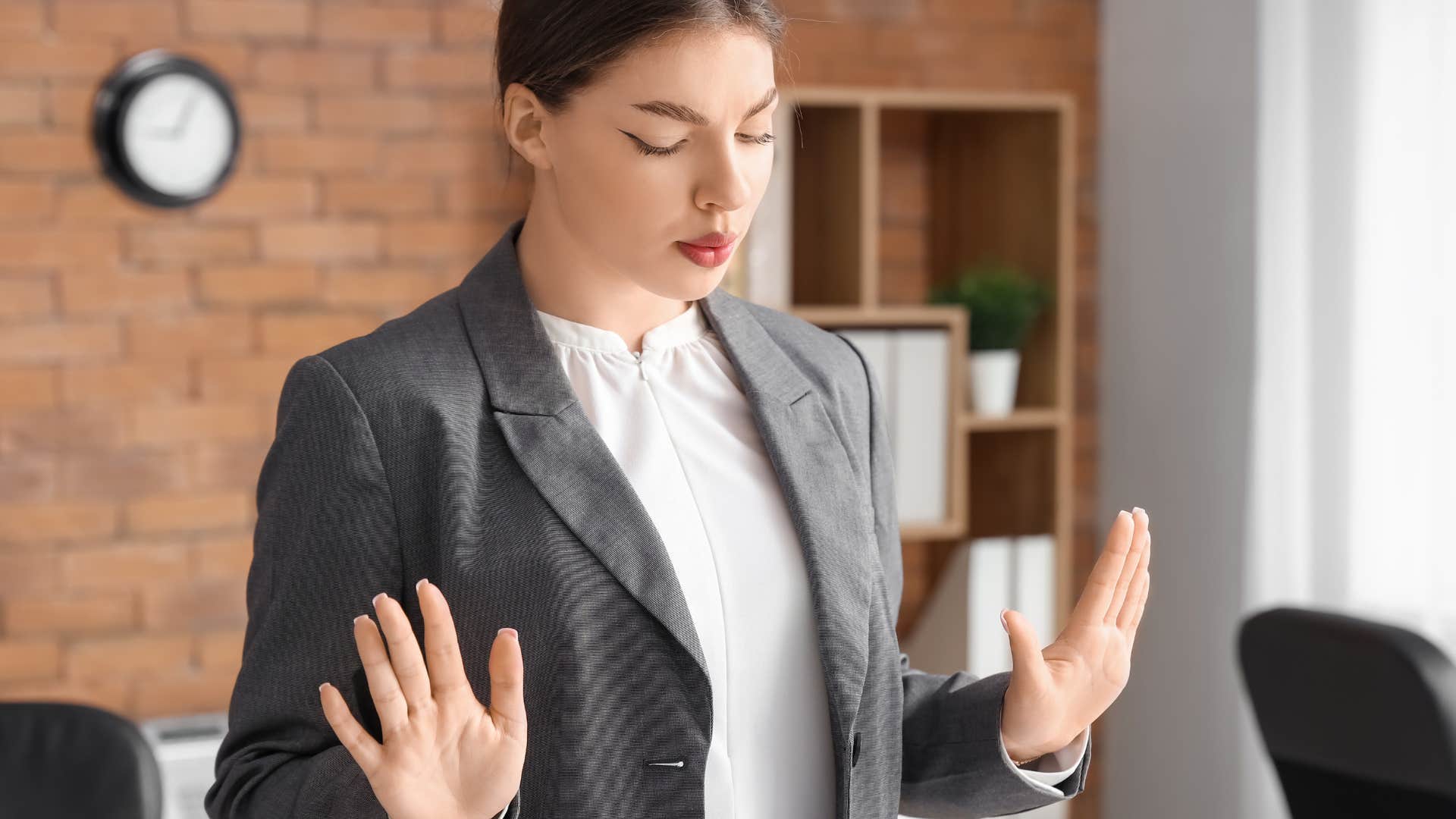 woman whose parents yelled a lot telling a coworker she doesn't want to upset them