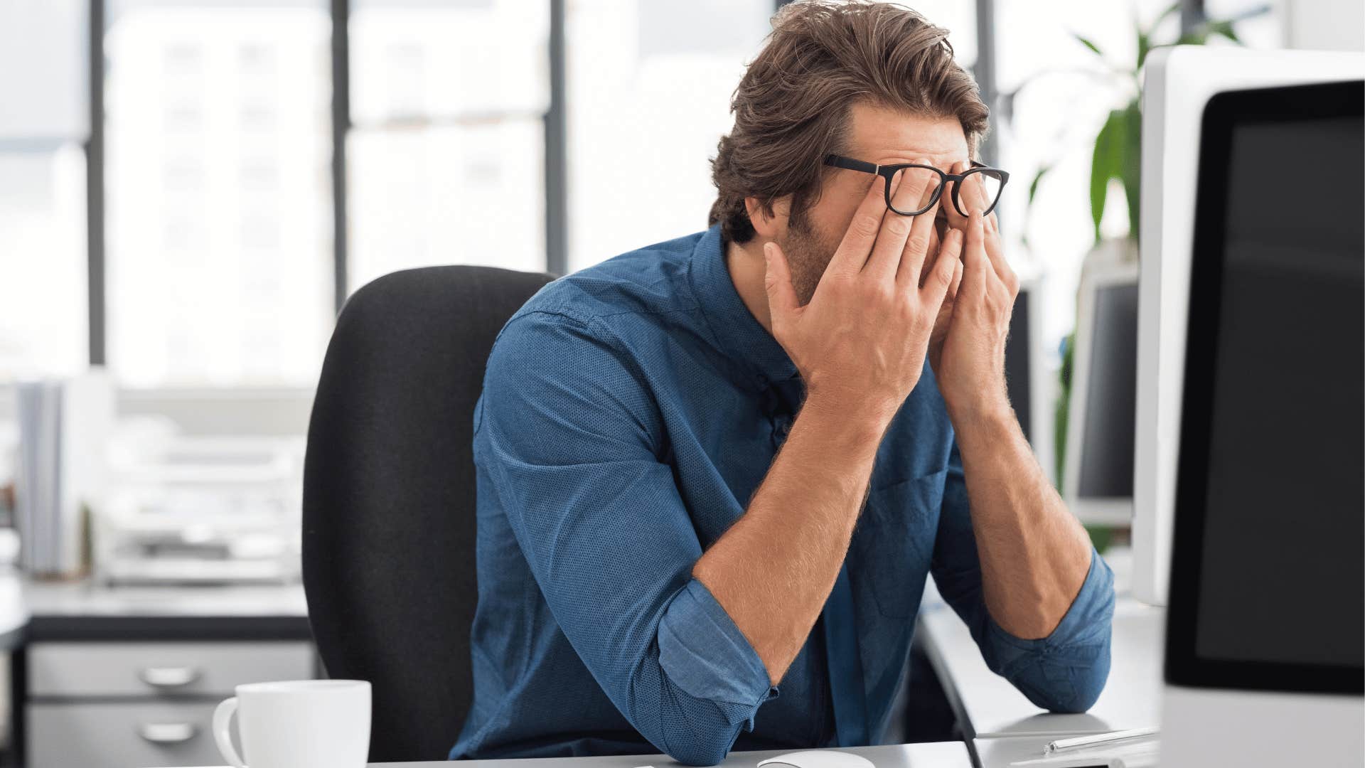 man who had to manage his mom's bad moods struggling with stress