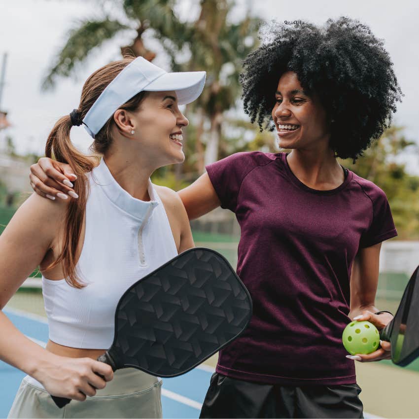 woman who can celebrate her friends win because she learned that you get what you get and you don't get upset