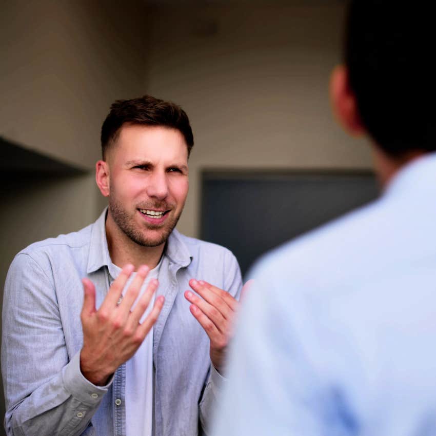 kind man frustrated with bad friend who expects access to his life
