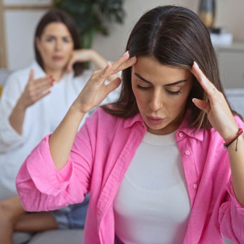 frustrated woman refusing to stay stagnant to comfort others 