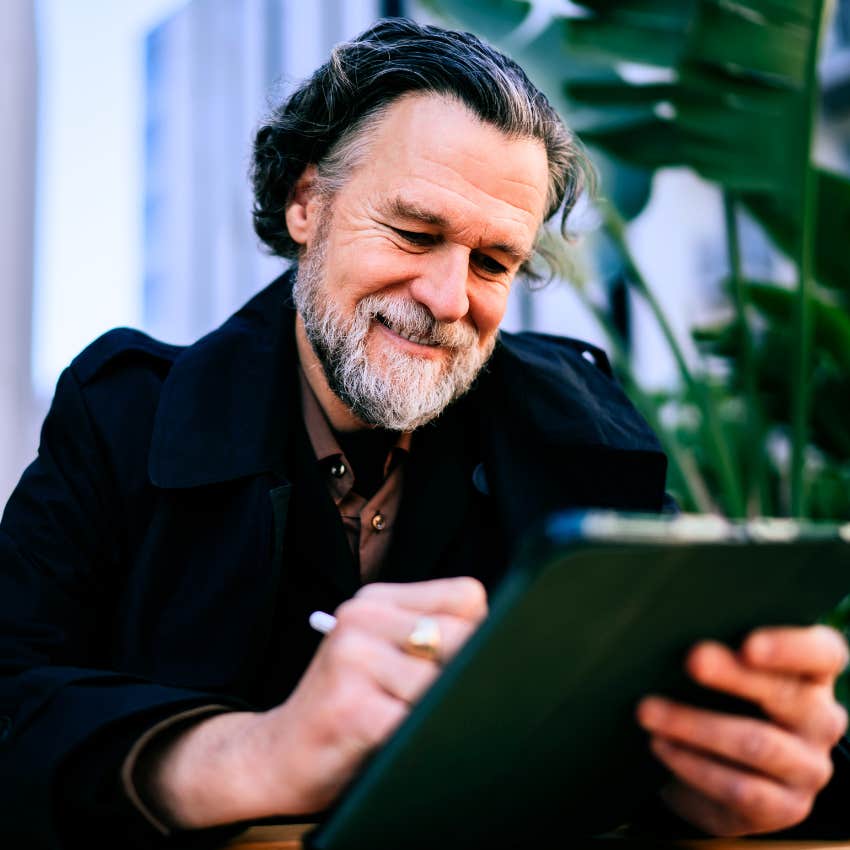boomer man on tablet not needing motivation to take action
