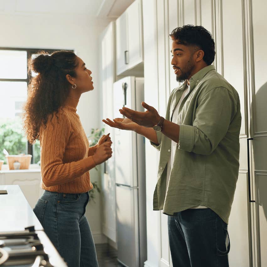 man with low emotional maturity insulting woman