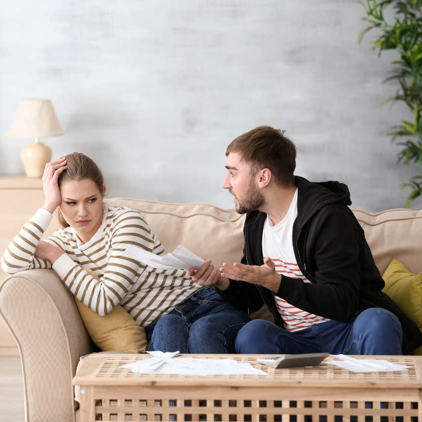 manipulative man yelling at partner in argument over his fidelity