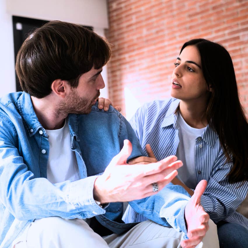man saying can't I be nice to my partner when wife confronts him