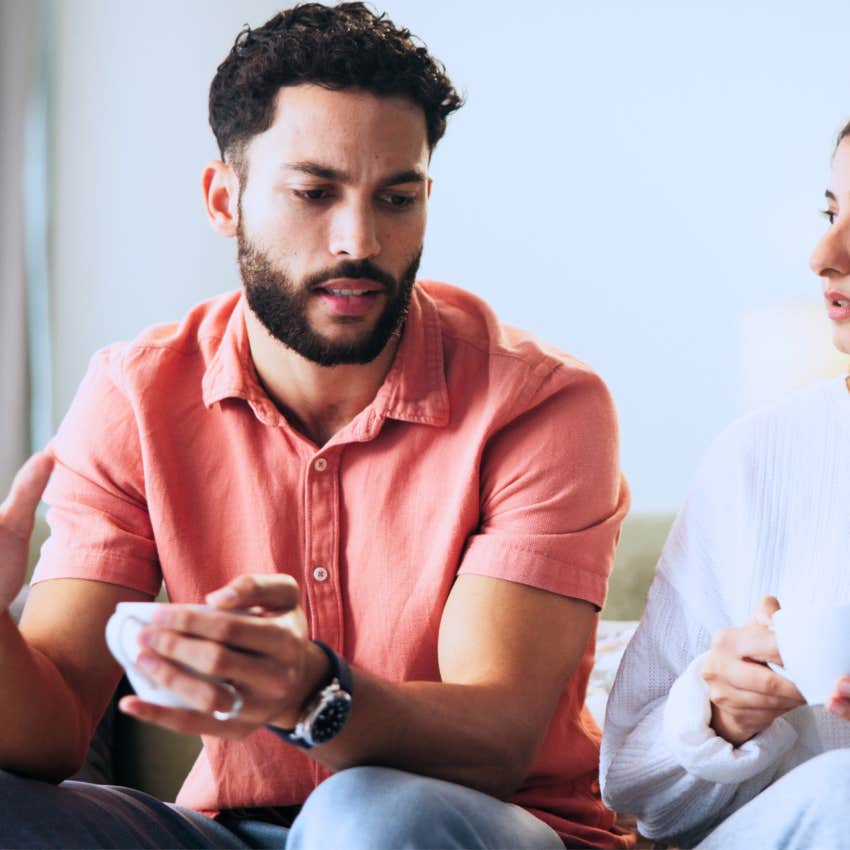 unfaithful man gaslighting his partner saying it's just not your business